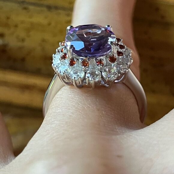 Moroccan Amethyst Red Garnet Sterling Silver Ring - Picture 2 of 9